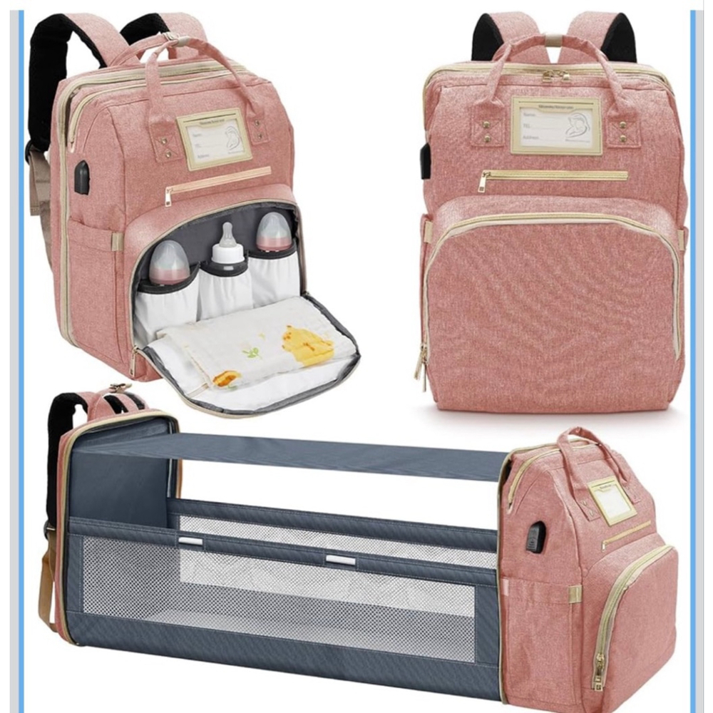 NEW Pink 6 in 1 Diaper Bag Backpack Pad Travel Changing Station